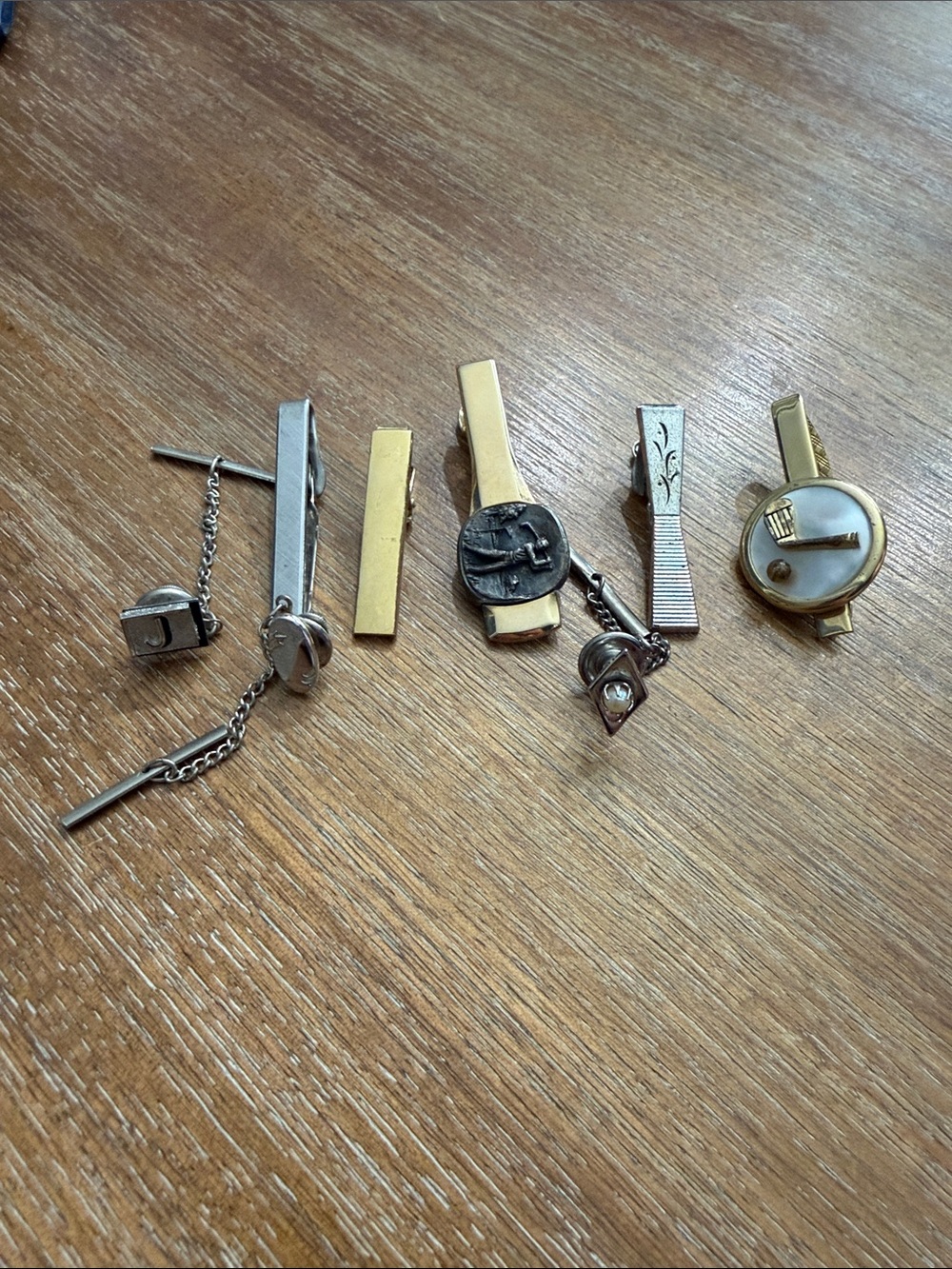 Men's Tie Clip Set in Gold and Silver - Classic Dress Accessories